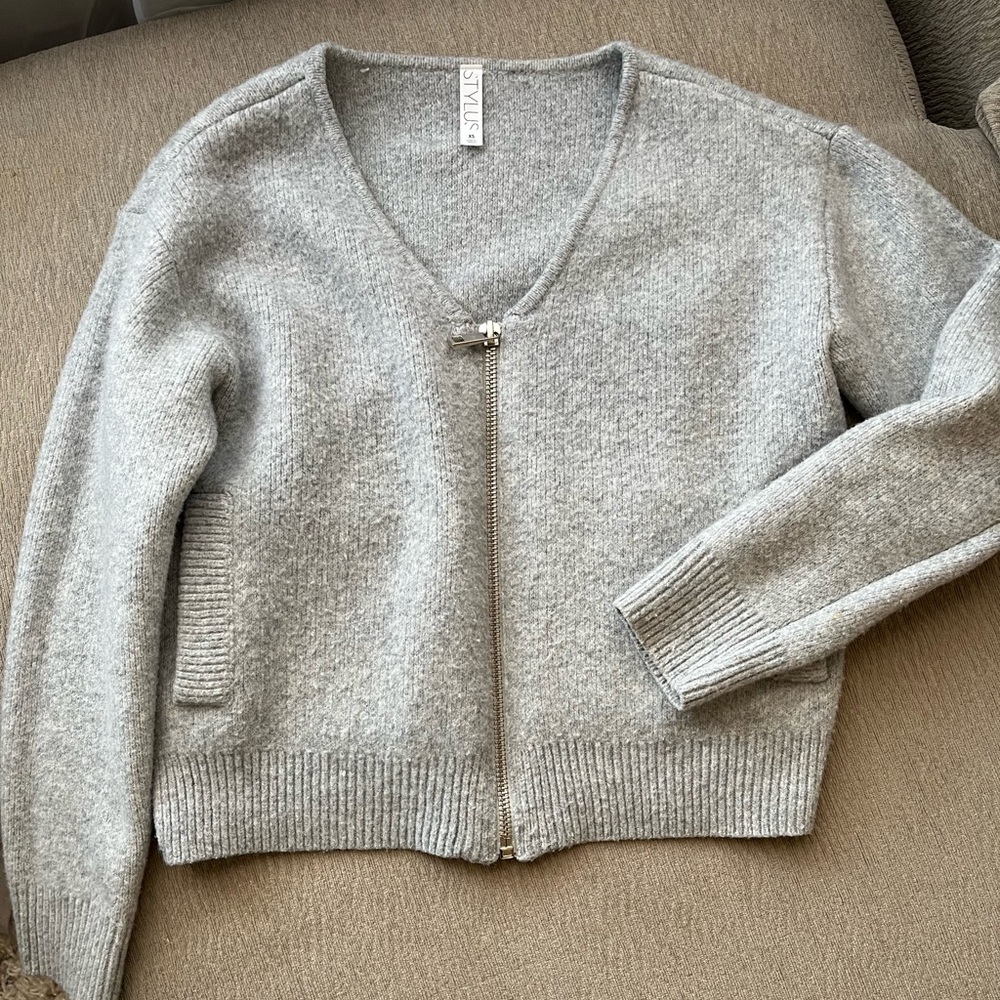 Gray V-Neck Women's Sweater